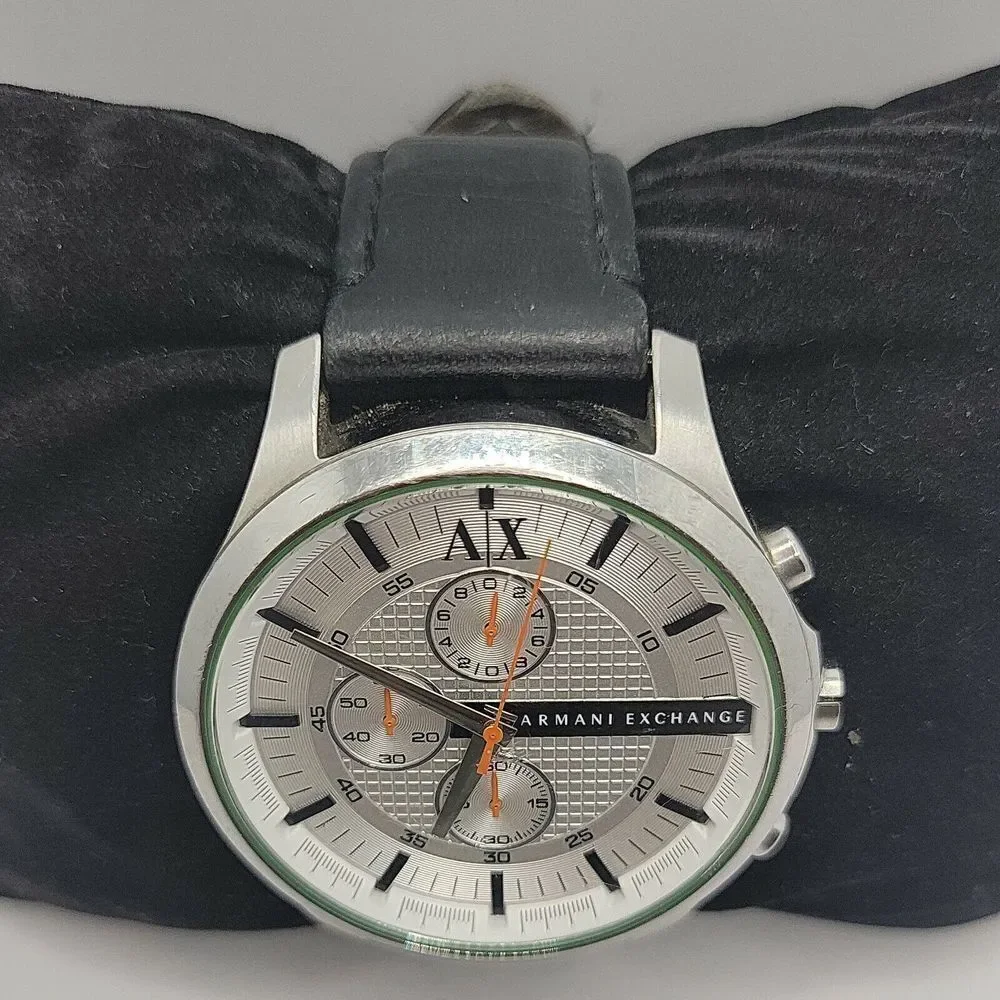 Armani Exchange AX2165 Men's Black Leather Analog Dial Quartz Wrist Watch BC607